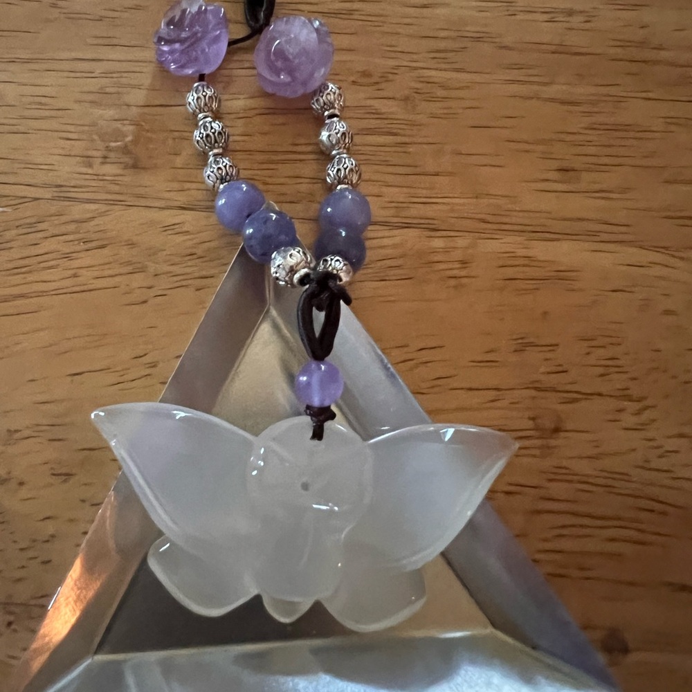 Elegant Silver and Purple Angel Pendant Necklace
